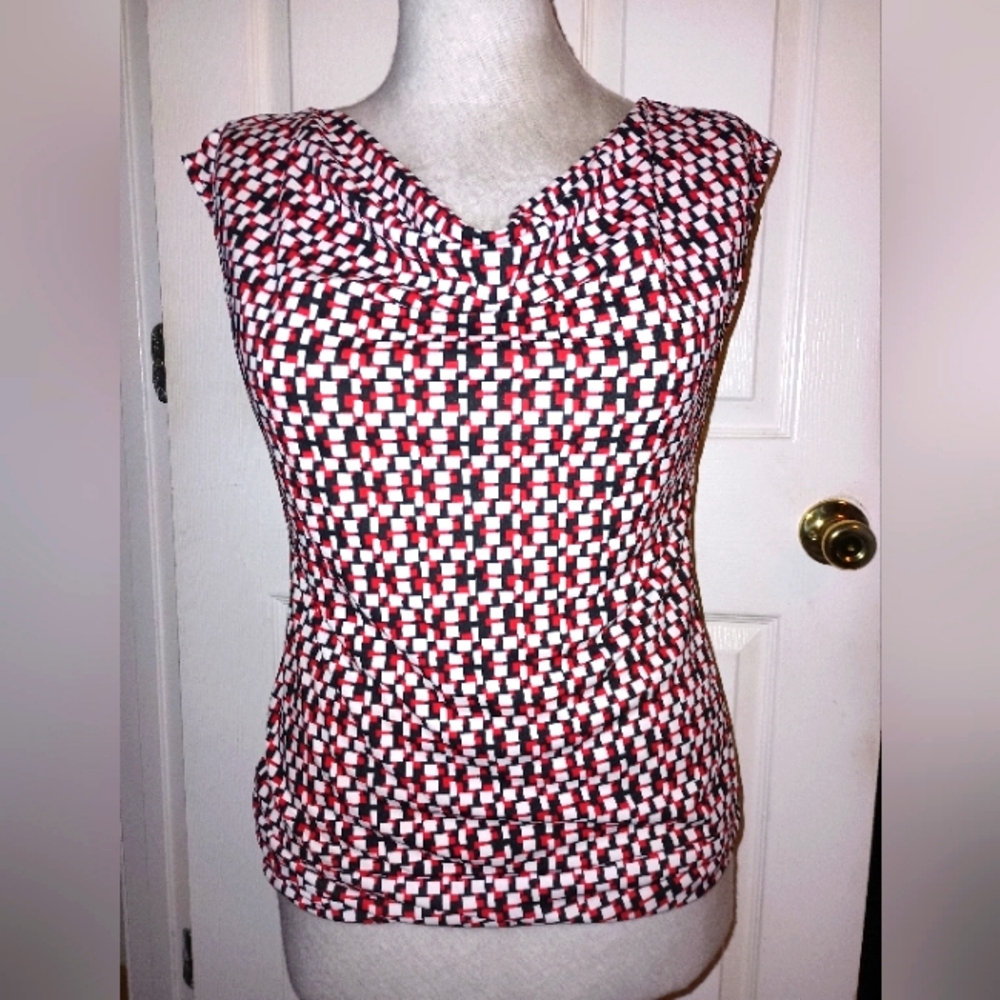 DKNY red black and black blouse